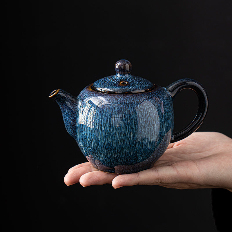Blue Ceramic Teapot "Hare Fur"