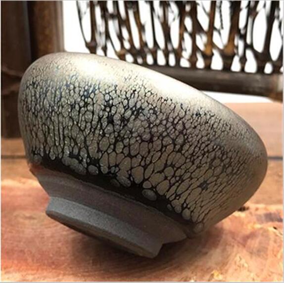Triangle Tianmu Tea Cups with Oil Drops Glaze