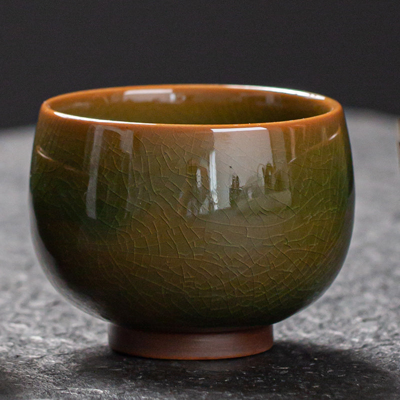 Collection of Longquan celadon tea cups - "Dragon's Breath"