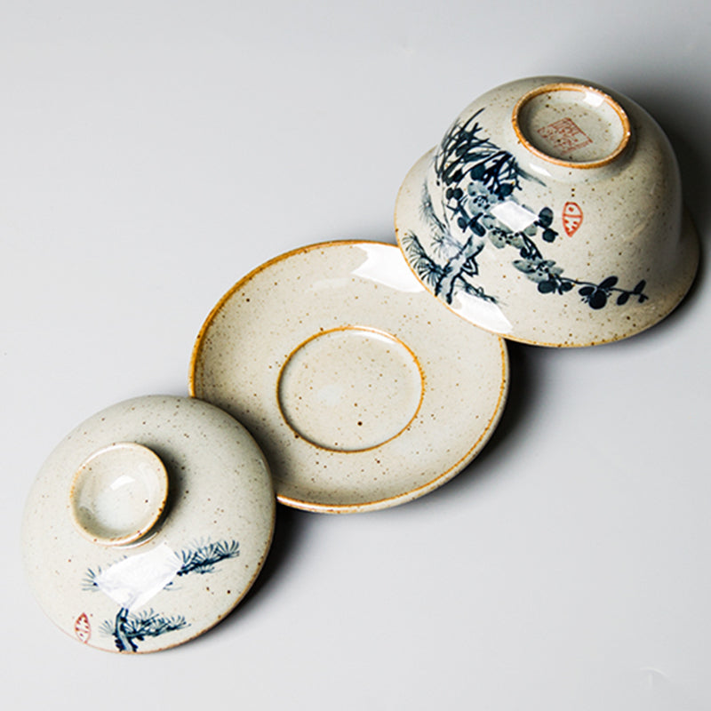 Gaiwan "Pine and Plum" Hand-Painted
