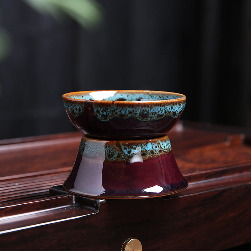 Glazed Tea Strainer Funnel with Metal Filter