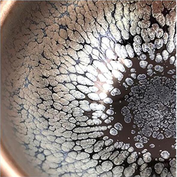 Triangle Tianmu Tea Cups with Oil Drops Glaze