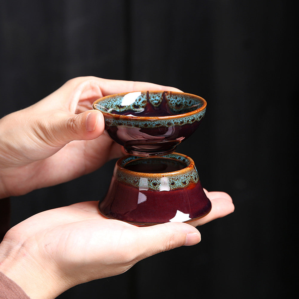 Glazed Tea Strainer Funnel with Metal Filter