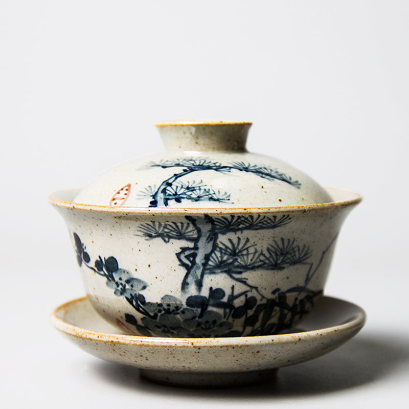 Gaiwan "Pine and Plum" Hand-Painted
