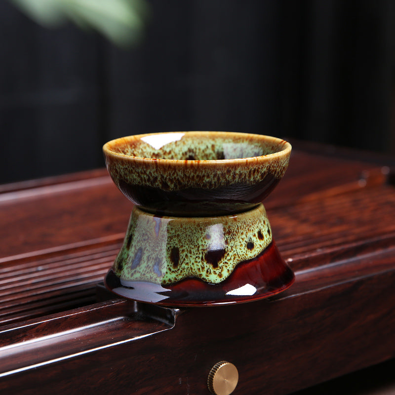 Glazed Tea Strainer Funnel with Metal Filter