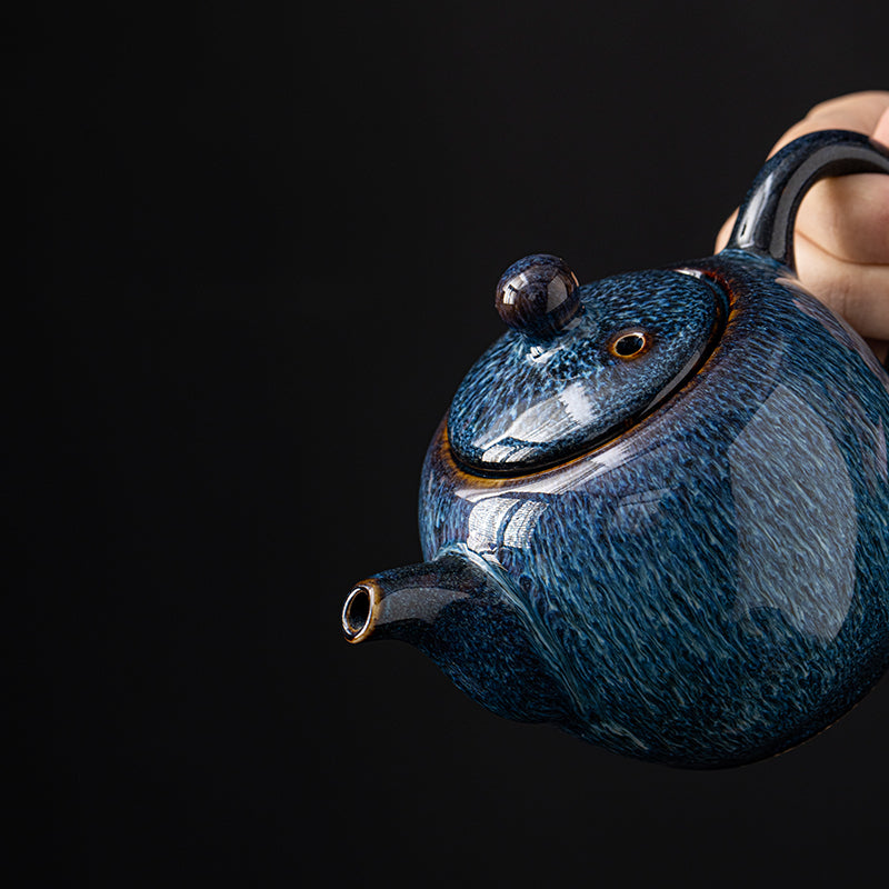 Blue Ceramic Teapot "Hare Fur"