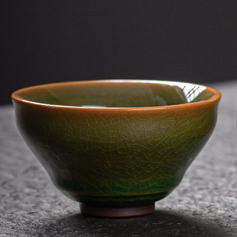 Collection of Longquan celadon tea cups - "Dragon's Breath"
