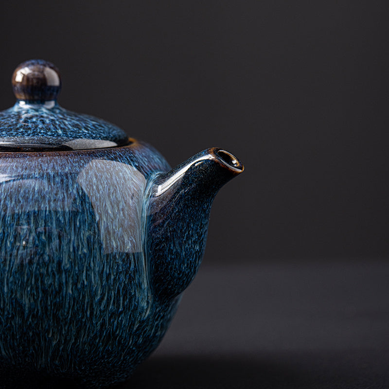 Blue Ceramic Teapot "Hare Fur"