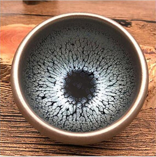 Triangle Tianmu Tea Cups with Oil Drops Glaze
